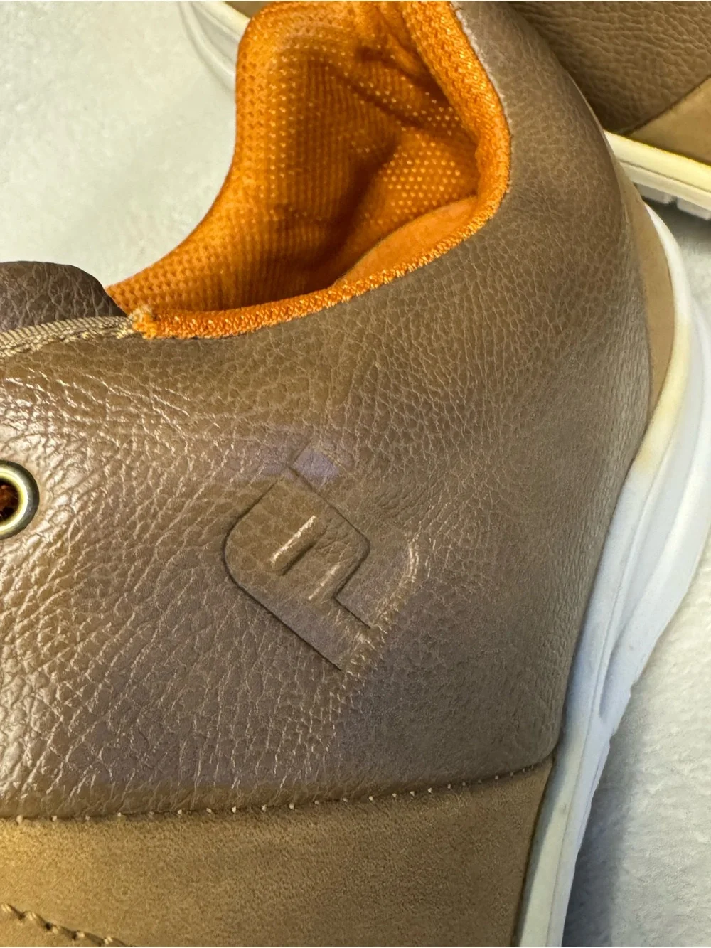FootJoy Men's Spikeless Golf Shoes Brown Leather Orange Accents Size 13 M